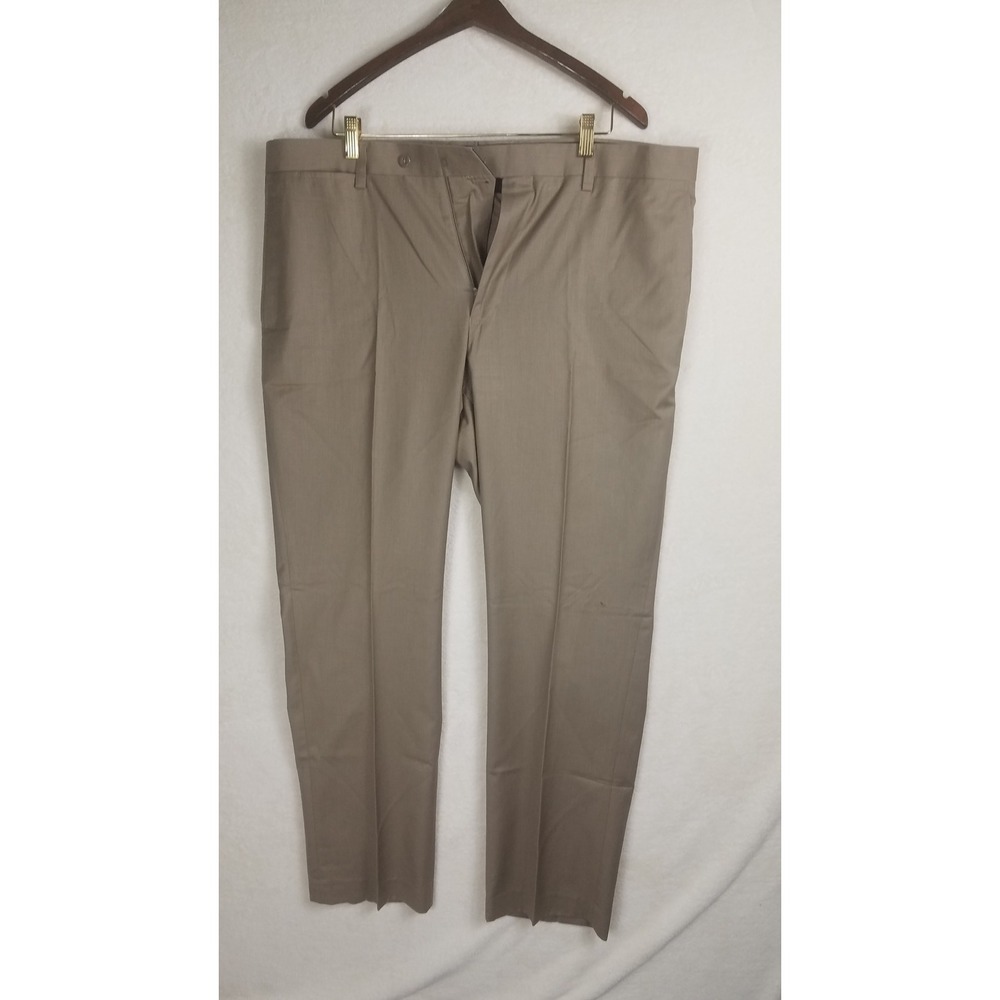 Louis Raphael Dress Pants Mens 40x31 Tan Excellent Tailored Flat Front Slacks